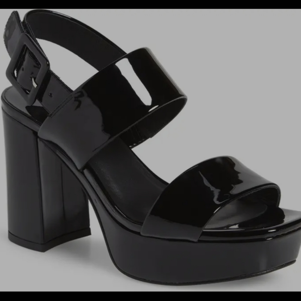 NWOT Jeffrey Campbell Amma platform slingback sandal glossy black size 9